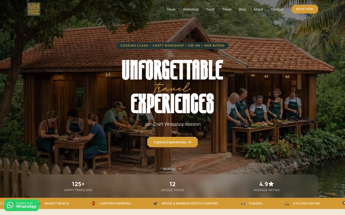 Website Ruong House — Workshop & ẩm thực · Hội An