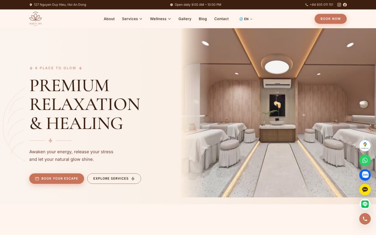 Website Serena Retreat Spa
