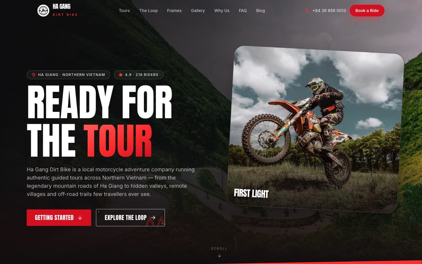 Website Ha Giang Dirt Bike do Công Thiên Agency thiết kế
